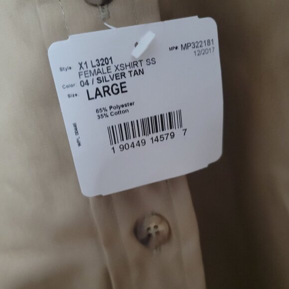 Work America Uniform Button Front Shirt Mens Size Large Beige Long Sleeve New - Picture 3 of 5